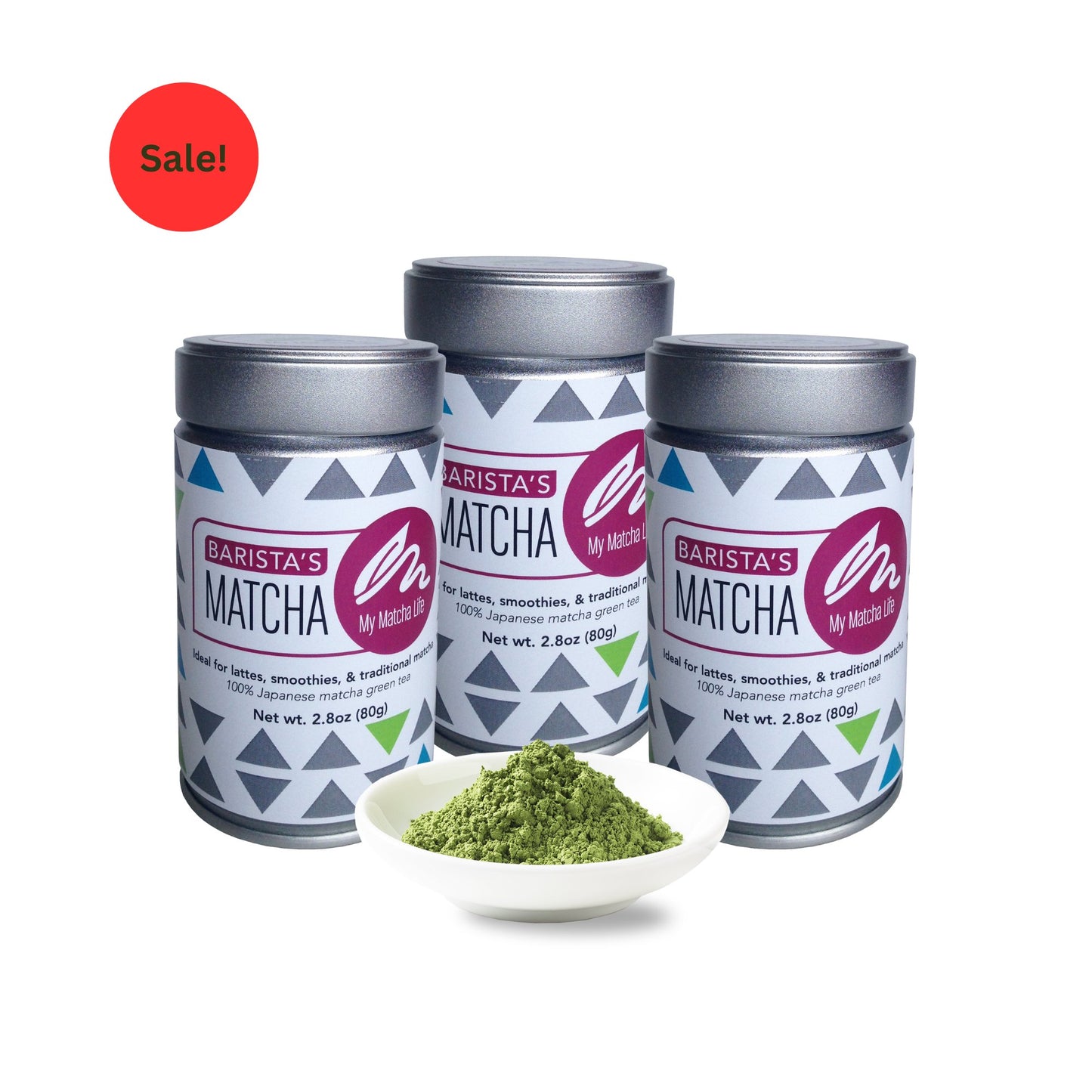 3 tins of baristas matcha tea